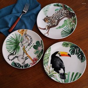 Plates Porcelain & Ceramic Flower Bird Dinner Plate Round 8.5 Inches Wedding Gift Present Kitchen Tableware Steak Cake Dessert Dishes