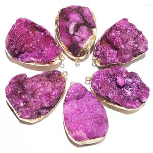 Kolye Kolyeleri Doğal Taş Mei Kırmızı Kristal Druse Diş Agate Düzensiz Mineral İyileştirme Kolye DIY Mücevher Accessorie Toptan 6pcs