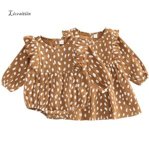 Kleidungssets -07-19 Lioraitiin 0-6 Jahre Kleinkind Baby Mädchen Freizeitkleid Unregelmäßiger Punktdruck Rüschen Langarm Rundhals Loses süßes Kleid 230203