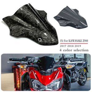 Kolfiber Z 900 Motorcykel Högkvalitativ vindrutan Vindrutans luftavböjningsglas Fit för Kawasaki Z900 2017-2019 Tillbehör 0203