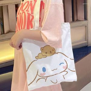 Evening Bags Cute Kawaii Canvas Cartoon Printed Portable Large-capacity Tote Bag Student Book Storage Girls Shoulder
