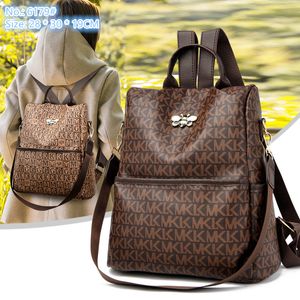 wholesale ladies shoulder bag 2 colors simple Joker contrast leather handbag anti-theft street trend student backpack multifunctional printed handbags 6179#