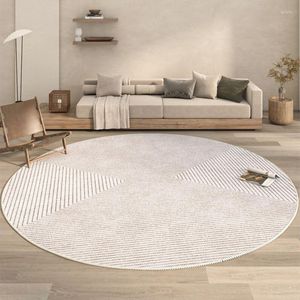 Carpets Minimalist Solid Colour Round Carpet Large Decorative Living Room Sofa Rugs Cream Bedroom Dining Table Polyester Home Floor Mats