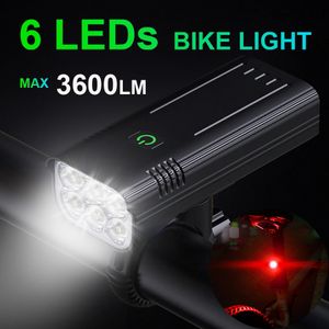 Cykelbelysning Boler 3600 Lumens USB -avgiftsbelagda aluminium MTB Cykeluppsättning 5200mAh med Power Bank Headlight -tillbehör 230204