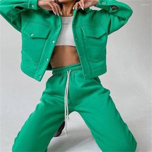 Women's Jackets 2023 Women Autumn Suits Long Sleeve Short Tops With Stretch Waist Pants Fashion Tracksuits Two Pieces Sets Ladies Outfits