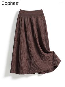 Kjolar kontor damer kristall bark mönster stickad kjol söt stil a-linje hög midja stickning lång 2023 höst och vinter