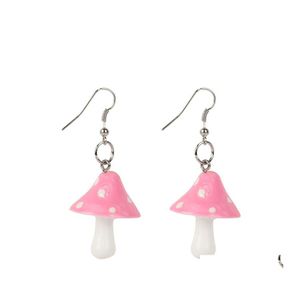 Dangle Chandelier Fashion Women Sweet Fresh Handmade Plastic Simation Mushroom Long Pendant Earring Jewelry Accessories Gift Drop Ot0Nh
