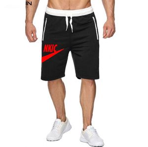 Men Summer Casual Shorts Quick Drying Fitness Short Beach Shorts Men Boardshorts Elastic Waist Solid gym Clothing Brand LOGO Print