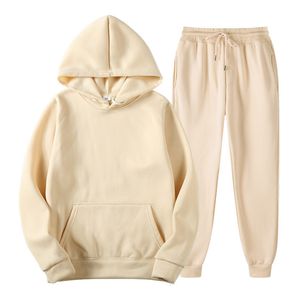 Herrespår Höst- och vintermodevarumärke Men träning Men hoodies Sweatpants Two Piece Suit Hooded Casual Set Male Clothes 230204