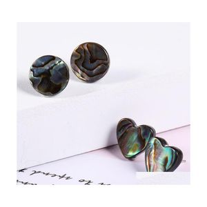 Stud Korean Style Women Cute Shell Earrings Minimalist Small Abalone Heart Fashion Square Round Kawaii Jewelry Drop Delivery Dhdig