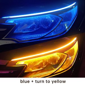 2 個車の LED ナイトライトストリップ DRL デイタイムランニングライト柔軟な自動ヘッドライト表面装飾ランプ流れるターンシグナルスタイリング