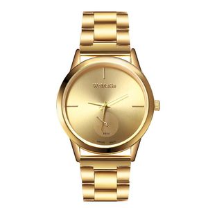 Нарученные часы смотрят женщины роскошные золотые часы модные женские из нержавеющей стали кварц дамы Montre Femme reloj mujerwristwatches. Наручительные часы.