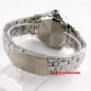 Armbandsur 41 mm steril grå urtavla safir glas date stål armband automatisk herr klocka