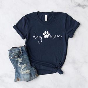 女性用Tシャツ犬ママシャツファーママ女性のための半袖トップティーコットンOネックのためのグラフィック