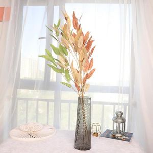 Dekorative Blumen künstliche Pflanze realistische nicht-geil-plastische Kunststoff 5 Gabeln Simulation Grün Eukalyptusblätter mit gefälschten Bohnen Wohnkultur