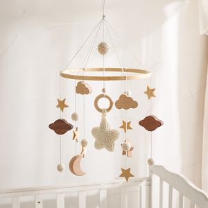 Rattles Mobiles Baby Cribs Rattle Toy 0-12 Months Wooden baby Mobile born Music Box Bed Bell Hanging Toys Holder Bracket Infant Crib Toy Gift 230203