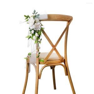Decorative Flowers 1 Pc Wedding Aisle Decorations For Ceremony Pew Church Chair Party Decor With Ribbons