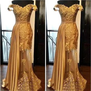 Partykleider Rückenfreie formelle Kleider Abendkleid Gold Illusion OffShoulder V-Ausschnitt Applikation Elastischer Satin Tüll Abschlussball Partykleid 221104