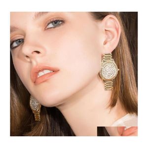 Gestüt Modeschmuck Sier Post Ohrringe Rhinstone Uhrenform Ohrring -Drop -Lieferung DHWA6 IER HAPE