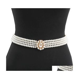 Belly Chains Fashion Elegant Women Pearl Belt Waist Belts Elastic Buckle Chain Female Girls Dress Crystal Strap Drop Delivery Jewelry Otnob