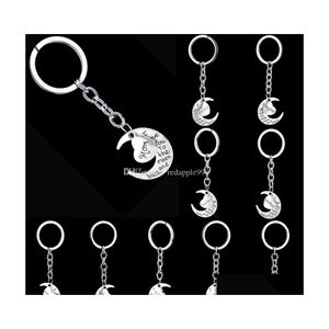 Key Rings I Love You To The Moon And Back Heart Family Member Keychains Letter Grandma Grandpa Son Dad Sister Friend Chain Ring Drop Dhb0S