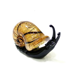 Dekorativa föremål Figurer Silverfolie Murano Glass Snail Miniature Figurer Ornament Söt djurinsamling Heminredning Statuette år gåva för barn 230204