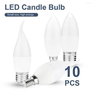 10Pcs/lot E14 E27 LED Candle Bulbs AC 220V Light Chandelier Lamp 3W 6W 7W 9W Bedroom Decoration Energy Saving