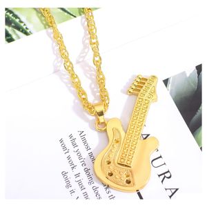 Colar de pingente colar de guitarra para homens para joalheria ton sier/ouro cor masculino amarelo hip hop j￳ia yydhome entrega de queda p dhduo