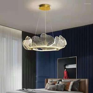 Pendant Lamps Modern Acrylic Ginkgo Chandelier For Living Room Dining Remote Control Hanging Ceiling Led Lighting Decor