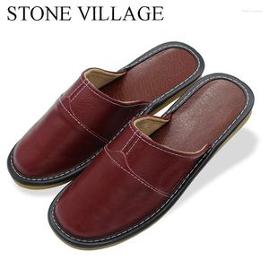 Slippers Plus Size 35-44 Genuine Leather Women Men Summer Home High Quality Shoes Non-Slip Floor