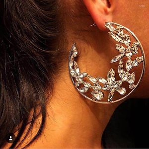 Hoop Earrings Ins Fashion Rhinestones Big For Women Luxury Geometric Crystal Circle Dangle Lady Party Statement Jewelry