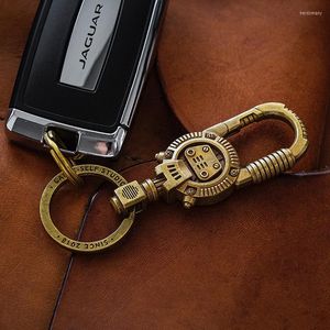 Keychains XS Pure Brass Mechanical Keychain Vintage Steam Punk Bag Pendant Creative Gift Boyfriend Personality Jewelry