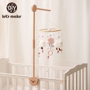 Rattles Mobiles Let's Make Baby Wooden Little Bear Bed Bell Bracket Mobile Hanging Rattles Toy Hanger Baby Crib Mobile Bed Bell Wood Toy Holder 230203