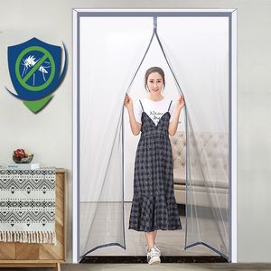 Sheer Curtains Magnetic Screen Door Curtain Anti-Mosquito Net Fly Insect Screen Mesh Automatic Closing Custom Size Easy Installation 230204