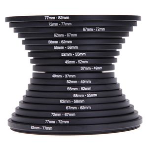 Lenses 18pcs Camera Lens Filter Step Up Down Ring Adapter Metal For All DSLR 3782 8237mm Mount Set Kit 230204