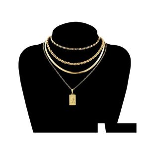 Chains Golden Twist Chain Necklace Stainless Steel Waterproof Choker Men Women Jewelry Gold Sier Color Gift Drop Delivery Necklaces P Otzh5