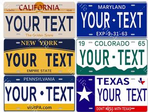Your Text Custom Tin signs License Plate Poster Vintage Home Decor Retro Metal Tin Signs Pub Car Garage Wall Art Home Decoration 15x30cm w01