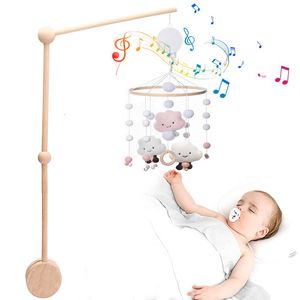 Rattles Mobiles 1Set Baby Bed Bell Mobile Rattles Toys For Baby 0-12 Months Wooden Mobile On The Bed born Music Box Hanging Toys Baby Items 230203