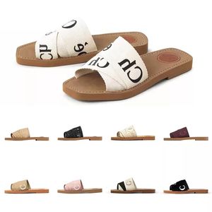 2023 Slippers Designer Women Woody Flat Mules Sandals Slides Sail Canvas White Black Women Outdoor Beach Slipper shoes MUST have for summer