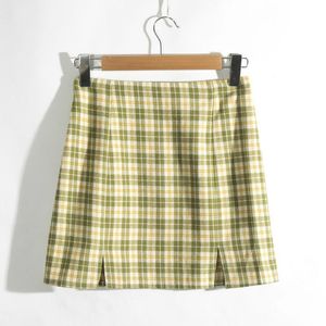 Skirts DM001 Spring Korea Edition Slim Show Leg Long Front Split A Word Half-length Skirt Plaid Fashion