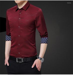 メンズドレスシャツメンズメンズシャツ長袖幾何学的なプリントソーシャルハンサムファッションブラウスのための男2023