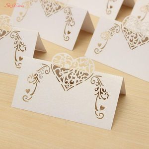 Greeting Cards 100pcs Heart Shape Place Wedding Table Card Wine Glass Event Laser Cut 5ZSH929