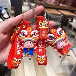 Portachiavi Chinese Wind Festival Lion Dance Portachiavi Lucky Lions Portachiavi Borsa in silicone Ciondolo nappa Girl Boy Friends Portachiavi Regali 2023Key