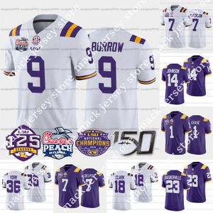 LSU Tigers Jersey NCAA College Football Peach Bowl Custom Joe Burrow Peterson Delpit Chase Johnson Mathieu Cade York Kristian Fulton Damone