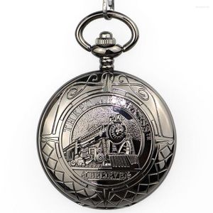 Taschenuhren Modeuhr FOB Steampunk Running Steam Train Frauen Anhänger Mechanischer Handaufzug Klassische Männer Kette PJX1336