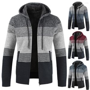 Men's Hoodies Mens Winter Cardigan Striped Zipper Hoodie Outwear Tops Sweater Blouse Coats Men Clothing Sudaderas Coat 2023