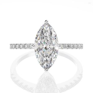 Pierścienie klastrowe ręcznie robione markizowe markiz 3CT Diamond CZ Pierścień 925 Srebrny Srebrny Wedding Wedding dla kobiet biżuteria dla kobiet