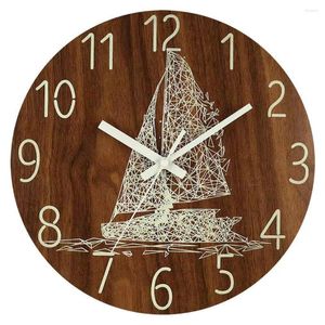 Wall Clocks 12 Inch Room Luminous Hanging Lamp Bedroom Super Quiet Clock Living Household Fluorescent Minimalist Wooden