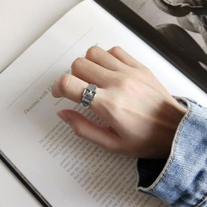 Cluster Rings Retro Vintage Authentic S925 Sterling Silver Fine Jewelry Buckle Ring Women's Gift Festival J250