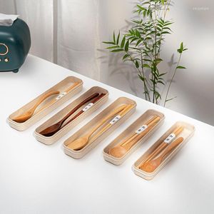 Set di stoviglie Set da tavola portatile coreano Bacchette di legno Cucchiaio Viaggio all'aperto in due pezzi per studenti e bambini